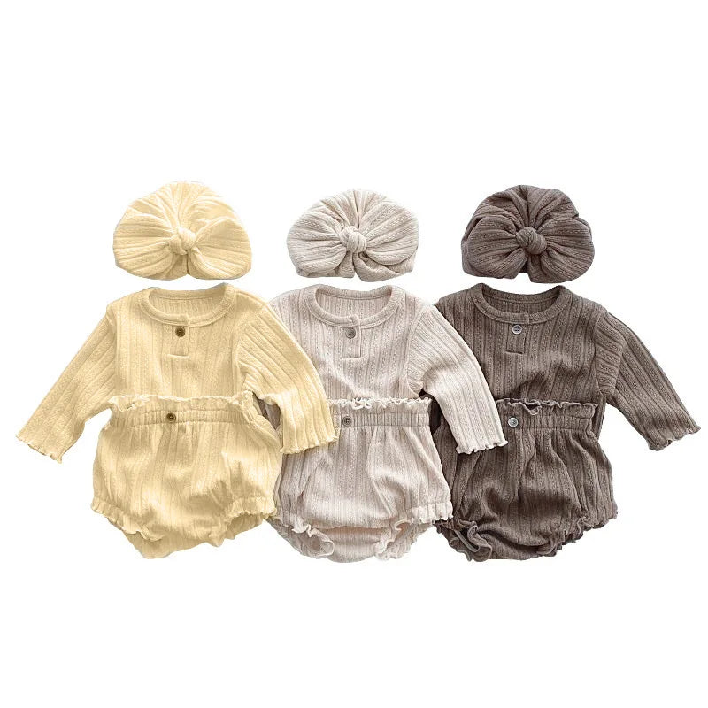 3938C Baby Clothing Set Autumn Spring New Girl's Two Piece Suit Knitted Jacquard T-shirt+Triangle Bread Pants Boy's Suit (Copy)